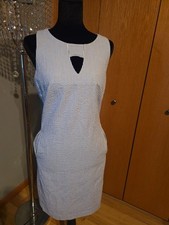 Blue & White Seersucker Stripe Dress By Nine West Women's  Size 6 Coastal Shift