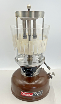 #ad Vintage Coleman 275 Brown Double Mantle Lantern Picket Fence Globe PARTS $59.00