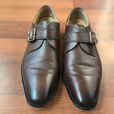 3DM Lifestyle Monk Strap Dress Shoes Men 11-11.5 Brown Leather Buckle Square Toe
