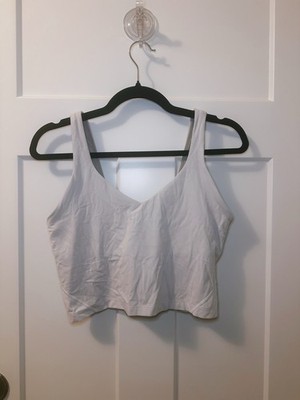 Lululemon Align White Cropped V-Neck Stretch Athletic Wide Strap Sleeveless Tank