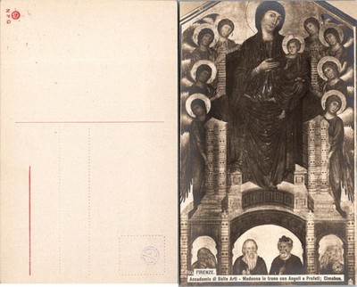 Firenze Accademia di Belle Arti Madonna Cimabue Postcard Italy Vintage Unposted