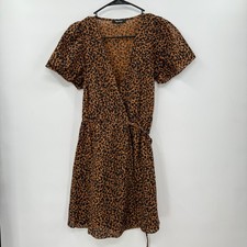 Madewell Animal Print Mini Wrap Dress Short Sleeve Casual Summer XS