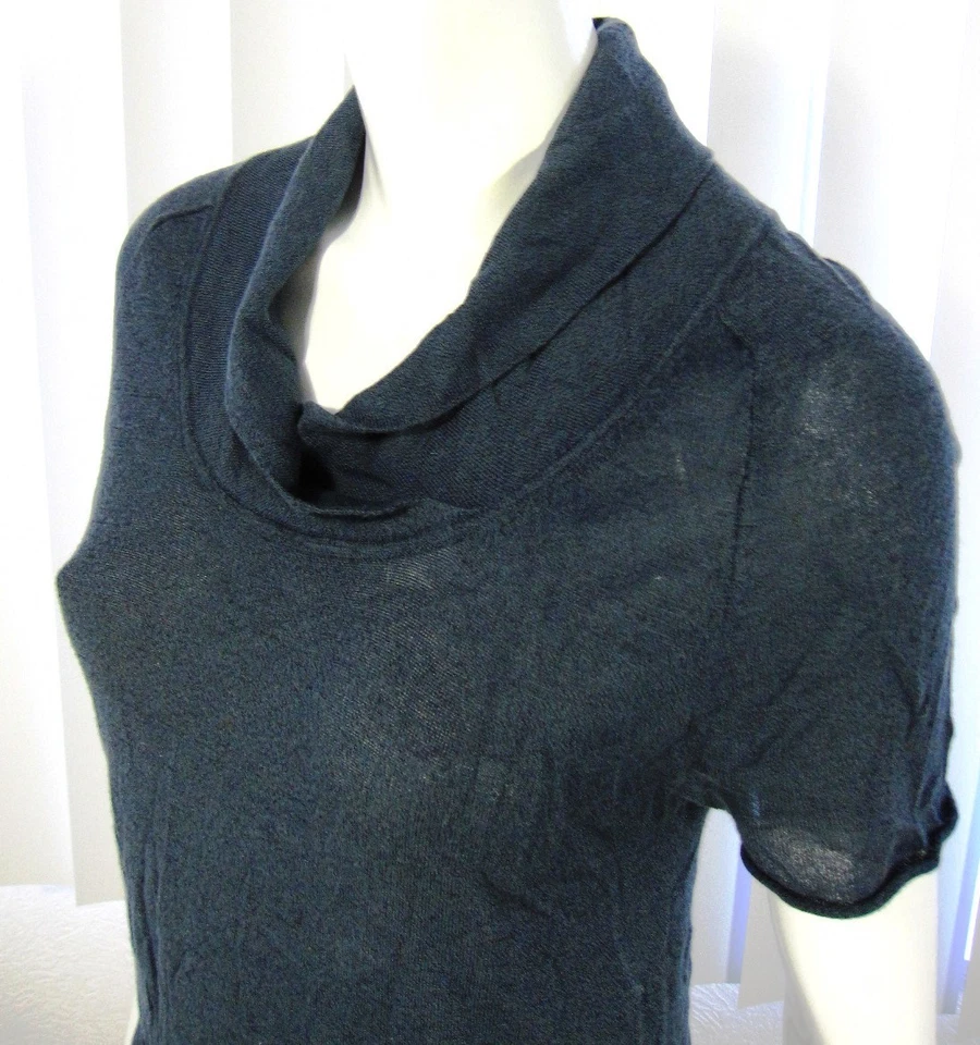 Barneys New York Short Sleeve Cowl Neck Sweater Size XS Extra Small Blue 007 - Image 4 of 4