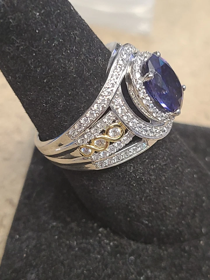 Charles Winston For Bella Luce Blue And White Cubic Zirconia Rhodium Over Silver - Image 2 of 3