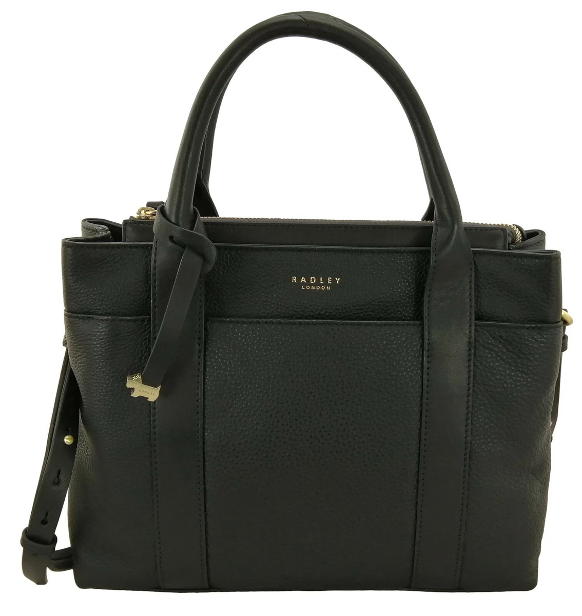 Radley Handbag Black Leather Medium Maples Place Zip Top Multiway Satchel  Bag | eBay