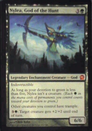 mtg green god card Xenagos, of Revels [The Lost Caverns of Ixalan Commander] – TokenMTG Legendary Enchantment Creature Nylea, God of the Hunt