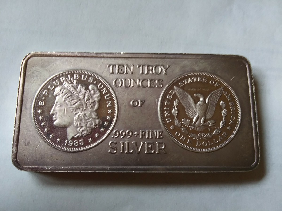 1 - 10 oz. .999 Fine Silver Bar - Old Morgan Style - South 1 - 10 oz. .999 Fine Silver Bar - Old Morgan Style - South