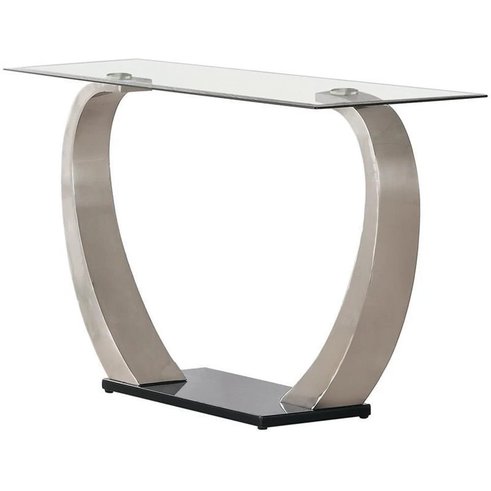 Bowery Hill Contemporary Glass Top Accent Console Table in Silver - Image 2 of 2