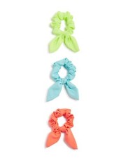Aqua Neon Bow Detail Scrunchies Set of 3 25 - NWT
