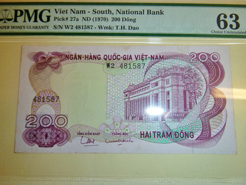 200 Dong Banknote - 1970 - PMG 63 - South Vietnam - War Note - 481 587 - In Safe - Picture 2 of 5