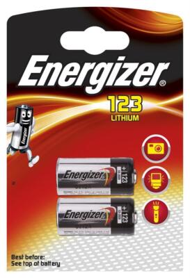 2x CR123 CR17345 Energizer Lithium Photo Blister 3,0 Volt Stilo