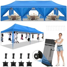 10x30 Pop up Canopy Outdoor Gazebo Waterproof Tent w/ 8 Sidewalls & Portable Bag