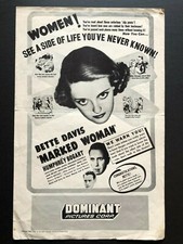 Marked Woman Original Pressbook (Bogart/Davis, 1956) - 4 Pages 11" x 17" VG+