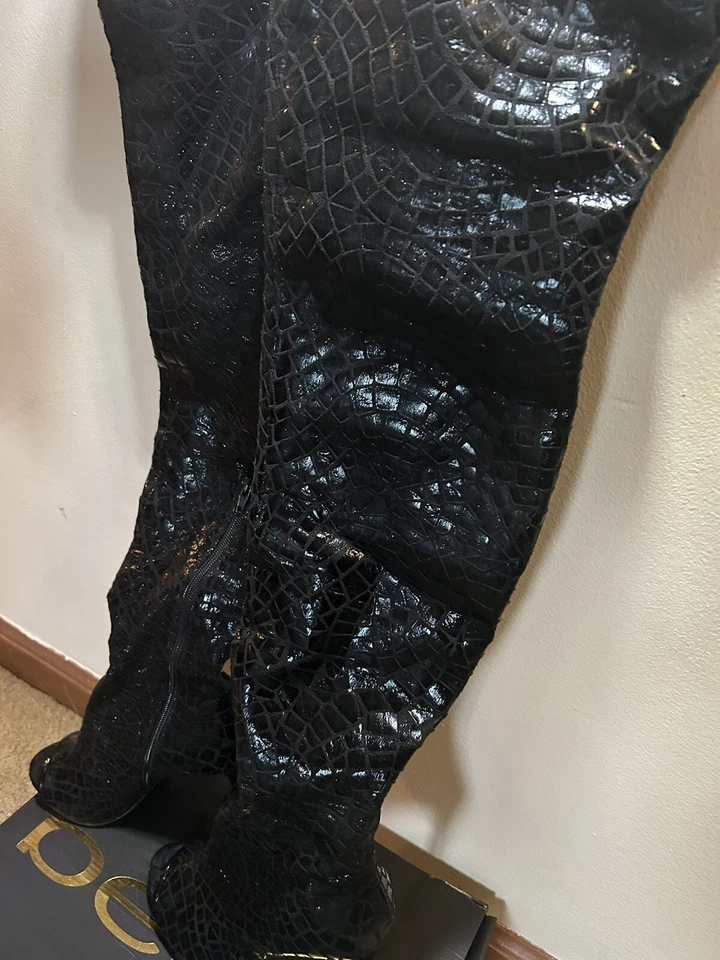 Bebe Brinley hasta el muslo | Peep Toe | Tacón alto | Negro | Talla 8,5 M Foto 4 de 4