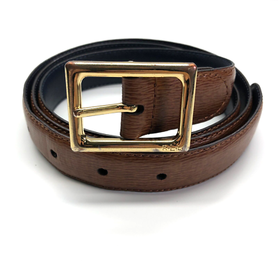 RLL Lauren Ralph Lauren Reversible Dress Belt Brown Blue  display picture 1