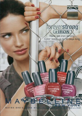 Maybelline Adriana Lima Magazin Printanzeige Werbung Kosmetik Nägel 2000er 1p...