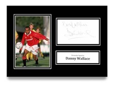 Danny Wallace foto firmata A4 autografo card Manchester United display + certificato di autenticità