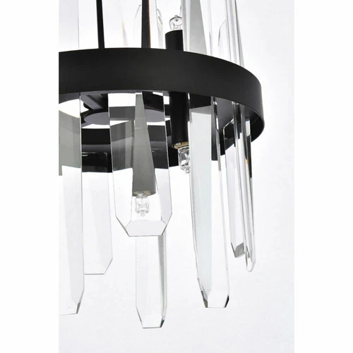 Black Pendant Crystal 6 Light Fixture Bathroom or Kitchen Island Chandelier 10in - Picture 6 of 9