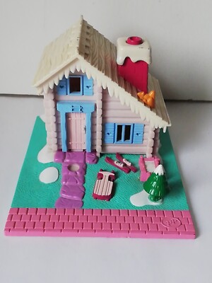 Polly Pocket Bluebird SKI CHALET LODGE 1993 POLLYVILLE Weihnachtshaus 