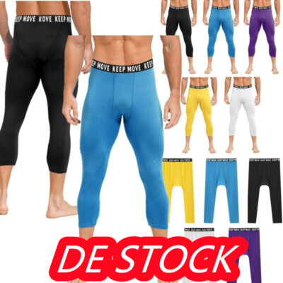 DE~Herren Fitness Leggings Capri Leggins Tights Baselayer Laufhose Sportswear