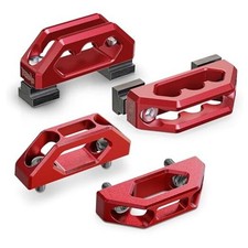 Aluminum Tie Down Anchors Combo, 2pcs Bed Rail Cleats 2pcs Tie Down Hook Red