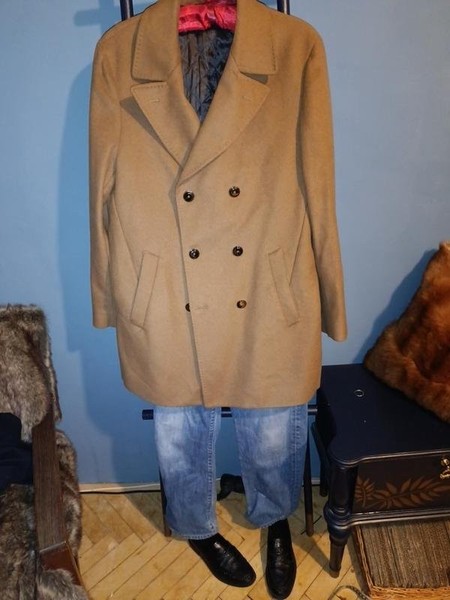 Men Massimo Dutti Coat Beige Wool L