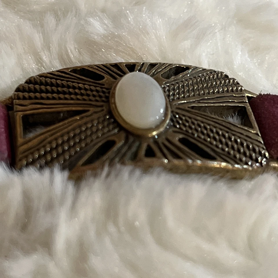 Lucky Brand Purple Suede Bracelet With Metal & Mother Of Pearl Center Adjustable - Image 3 of 4