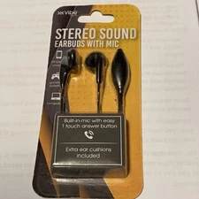 VIBE Sound Stereo Sound Earbuds with Microphone, Black NEW