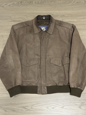 Vintage 1990s ADA LTD Brown Leather Jacket A2 Type Men Size L