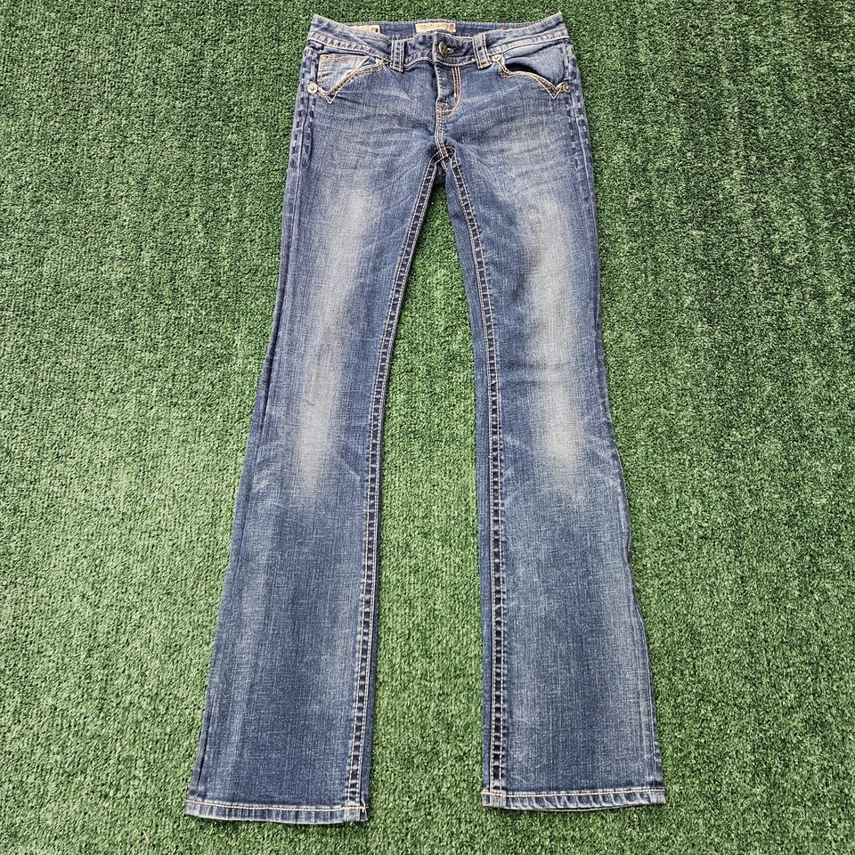 MEK DNM Jeans Women's 27 Waist Lucknow Slim Boot Cut Embellished Flap Pocket - Image 3 of 4