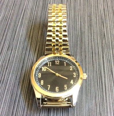 George Men's Watch Round Black Dial on a Two-Tone Expansion Stretch Wrist Band!