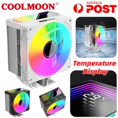 COOLMOON CPU Cooler Fan 6 Heat Pipe ARGB Sync LED Intel AMD Heatsink Cooling AU