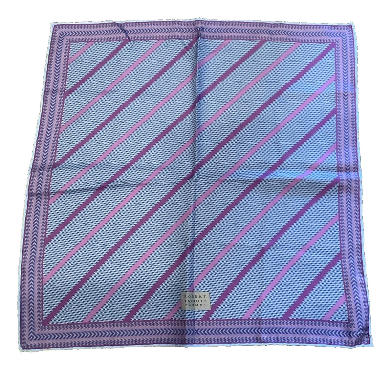 ROBERT TALBOTT CARMEL 16" SILK POCKET SQUARE BLUE, PURPLE, PINK EUC