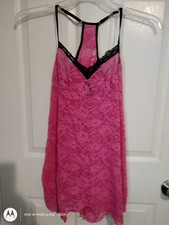 Ladies Sleepwear Small Lace Pink And Black Nightie
