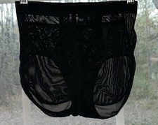 Fullness Black Sheer Lined High Waisted Granny Nylon Panties Women  s S NOS
