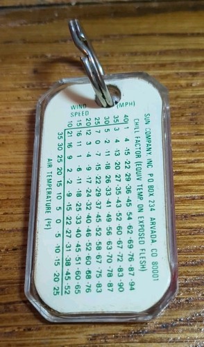 REI Keychain Zipper Pull Thermometer 1X2" Air Temperature Chart On Back Vintage - Picture 2 of 4