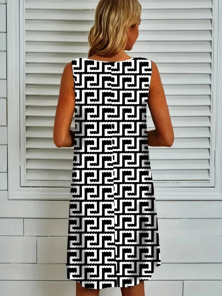 Vestido Geométrico - Regular Talla Grande 8/10 - Elegante en Blanco y Negro ✨ENVÍO GRATUITO Foto 2 de 4