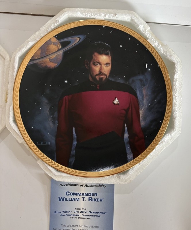 Hamilton Star Trek The Next Generation Commander William T. Riker Plate COA NIB