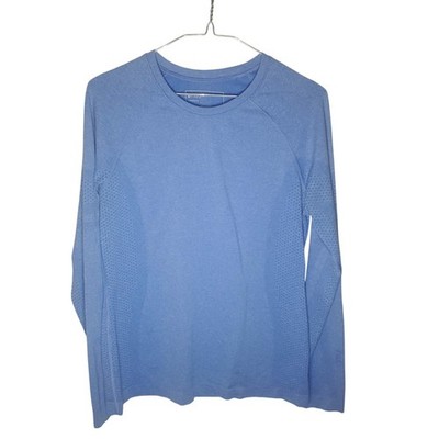 FIGS Salta Seamless Long Sleeve Underscrub Graphite Ciel Blue LARGE Medical Work