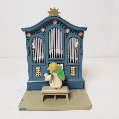 Vintage Erzgebirge German Music Box Angel Playing Organ Reuge Read Description