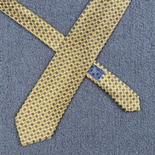 Ermenegildo Zegna Tie Yellow Silk Geometric Diamond Made In Italy Necktie Luxury