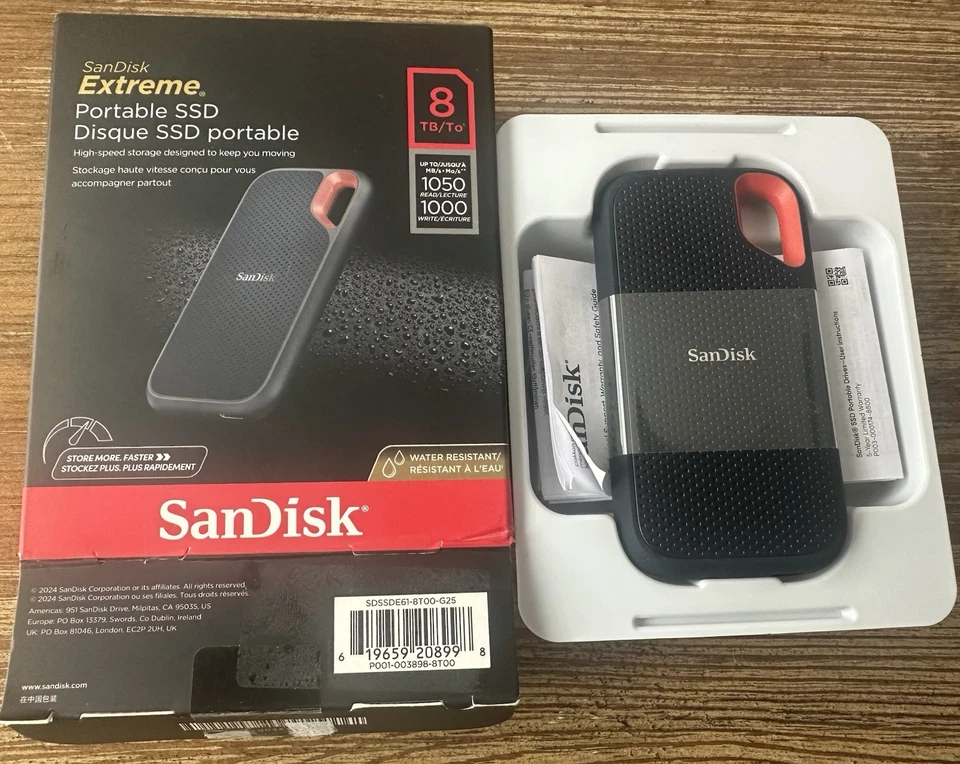 Портативный внешний твердотельный накопитель SanDisk Extreme 8 ТБ USB-C (открытая коробка) - Изображение 2 из 2