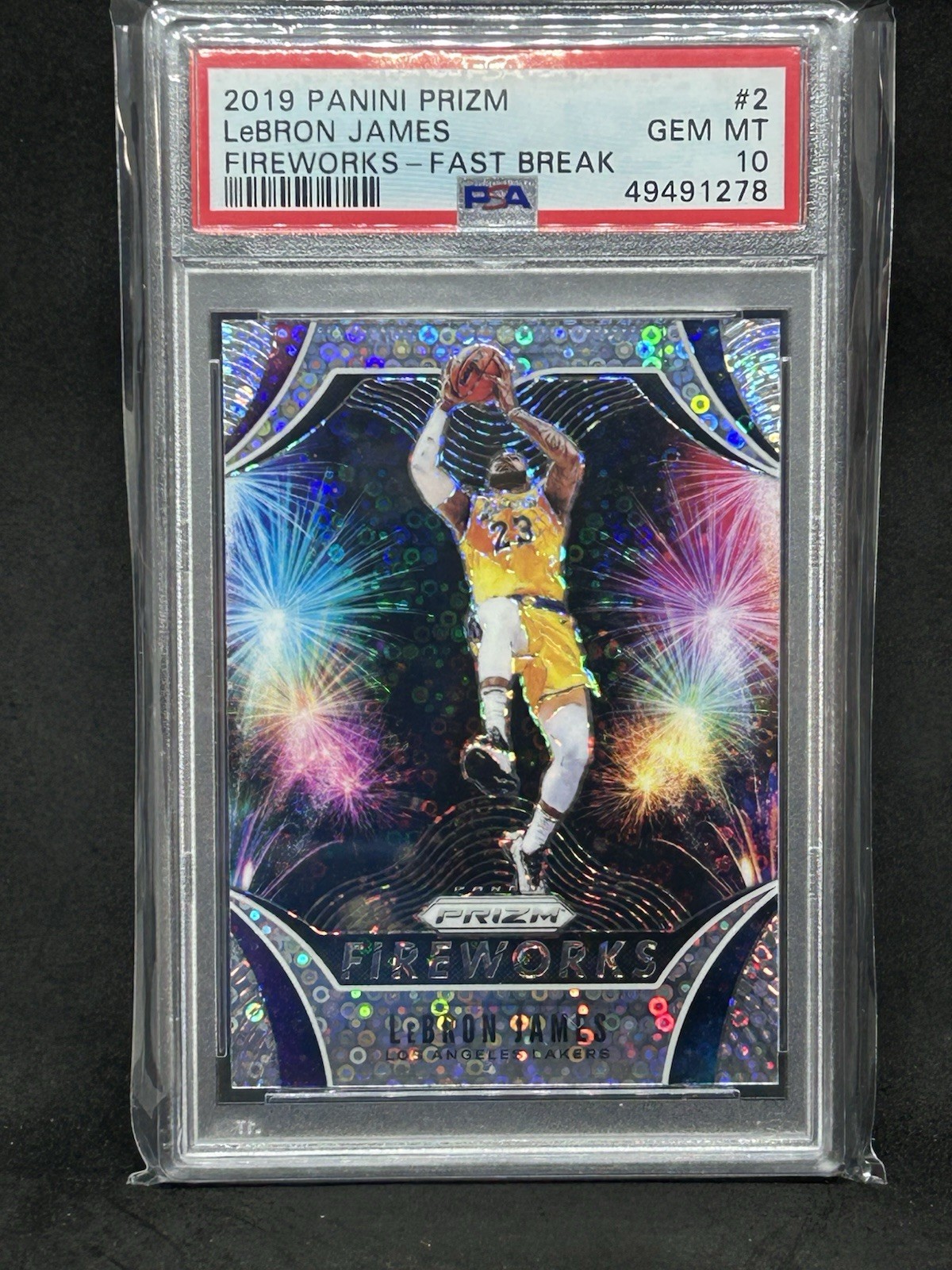 2019-20 Panini Prizm Fireworks Fast Break LeBron James  PSA 10 GEM MT Sh