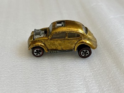 Hot Wheels Redline Custom Volkswagen Bug Gold Original 1968 US White Interior