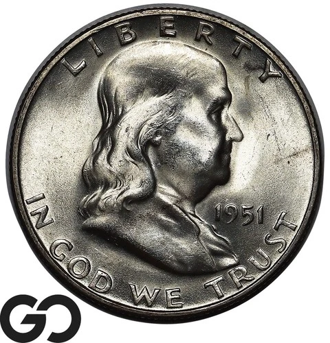 1951-S Franklin Half Dollar, Lustrous Solid Gem BU++