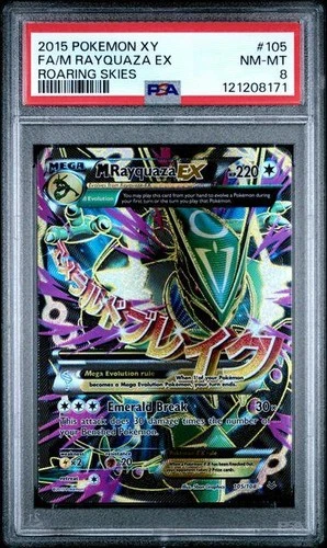 2015 Pokemon Roaring Skies Rayquaza EX 105/108 PSA 8