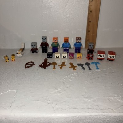 LEGO Minecraft Accessories & Minifigure Parts Lot   Weapons Tools Mobs TNT