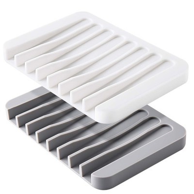 2PCS Mcyye Self Draining Soap Dishes, Premium Silicone White, Gray