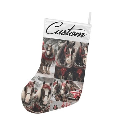 Custom Christmas Stocking   Horse & Sleigh Winter Collage Holiday Decor, Persona