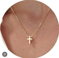 Easter Basket Stuffer Cross Necklace for Women Girls, Dainty 14K Gold Silver Pla